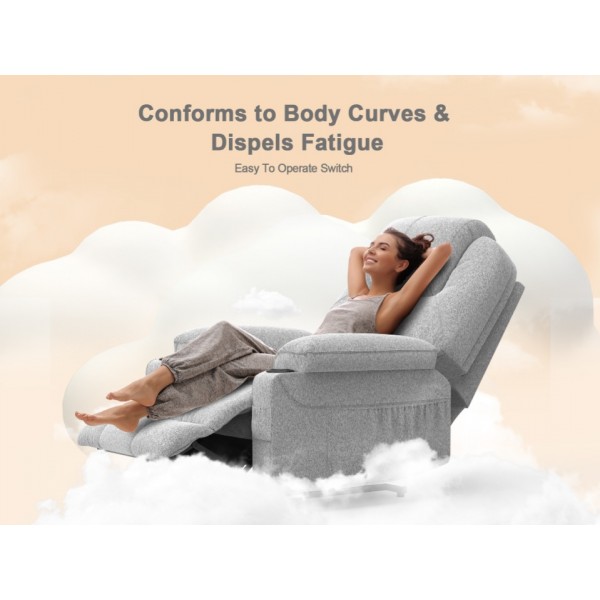 BareTay Recliner Armchair Lift Chair For the Elderly, Power Recliner Chair with Massage & Heat, Extended Footrest, Type C+USB Ports, 2 Cup Holders, Dual Side Pockets Reclining Chairs Lounge Sofa